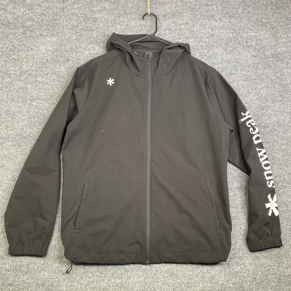 Snow Peak Mens Full Zip Hooded Windbreaker Jacket Black S20SUN-WB60 Size M